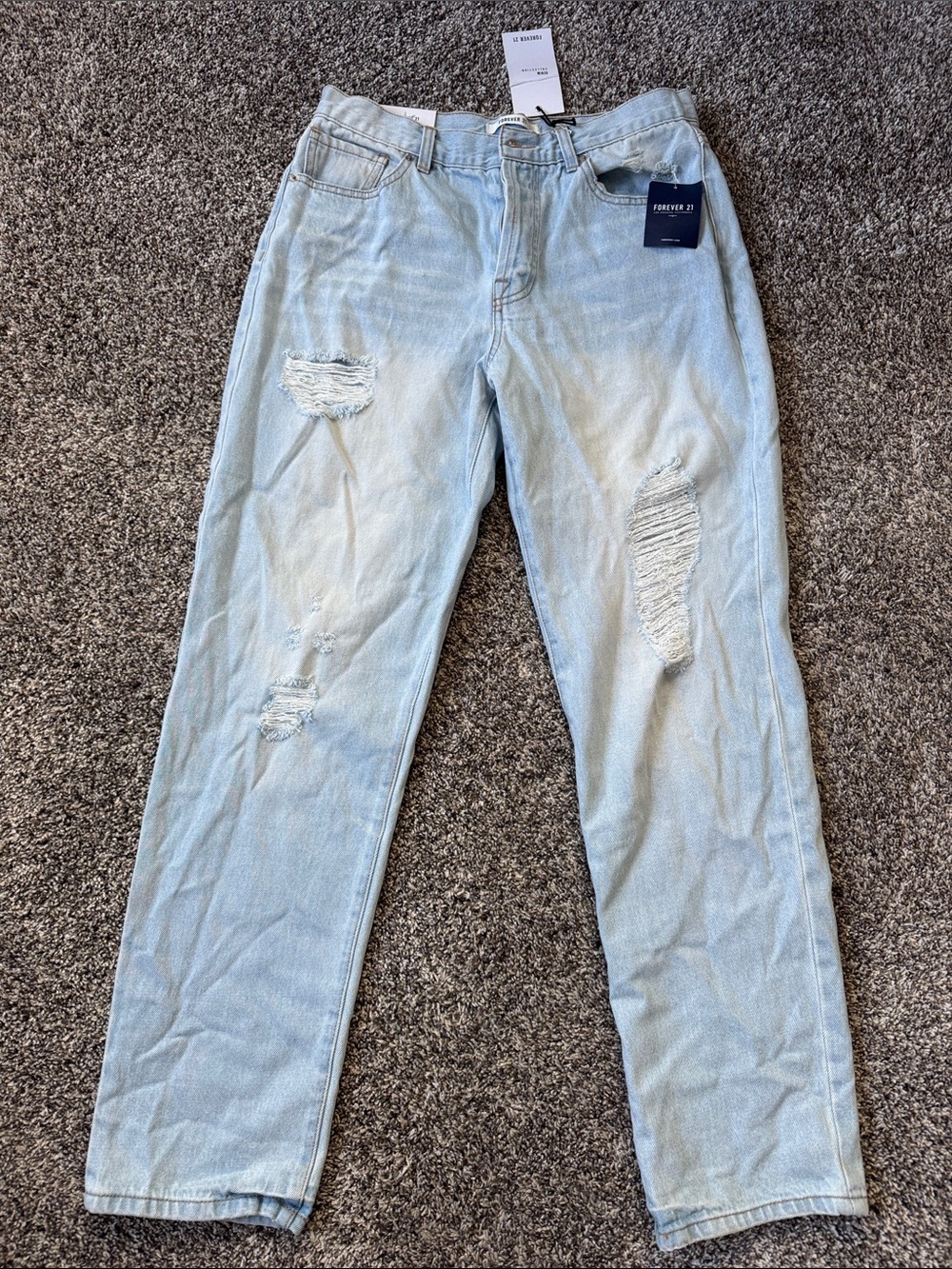 Forever 21 Light Blue Ripped High-Rise Jeans